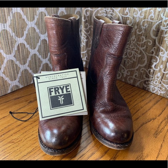 Frye Jaden Roper Brown Leather Boots W5.5 - Picture 2 of 9